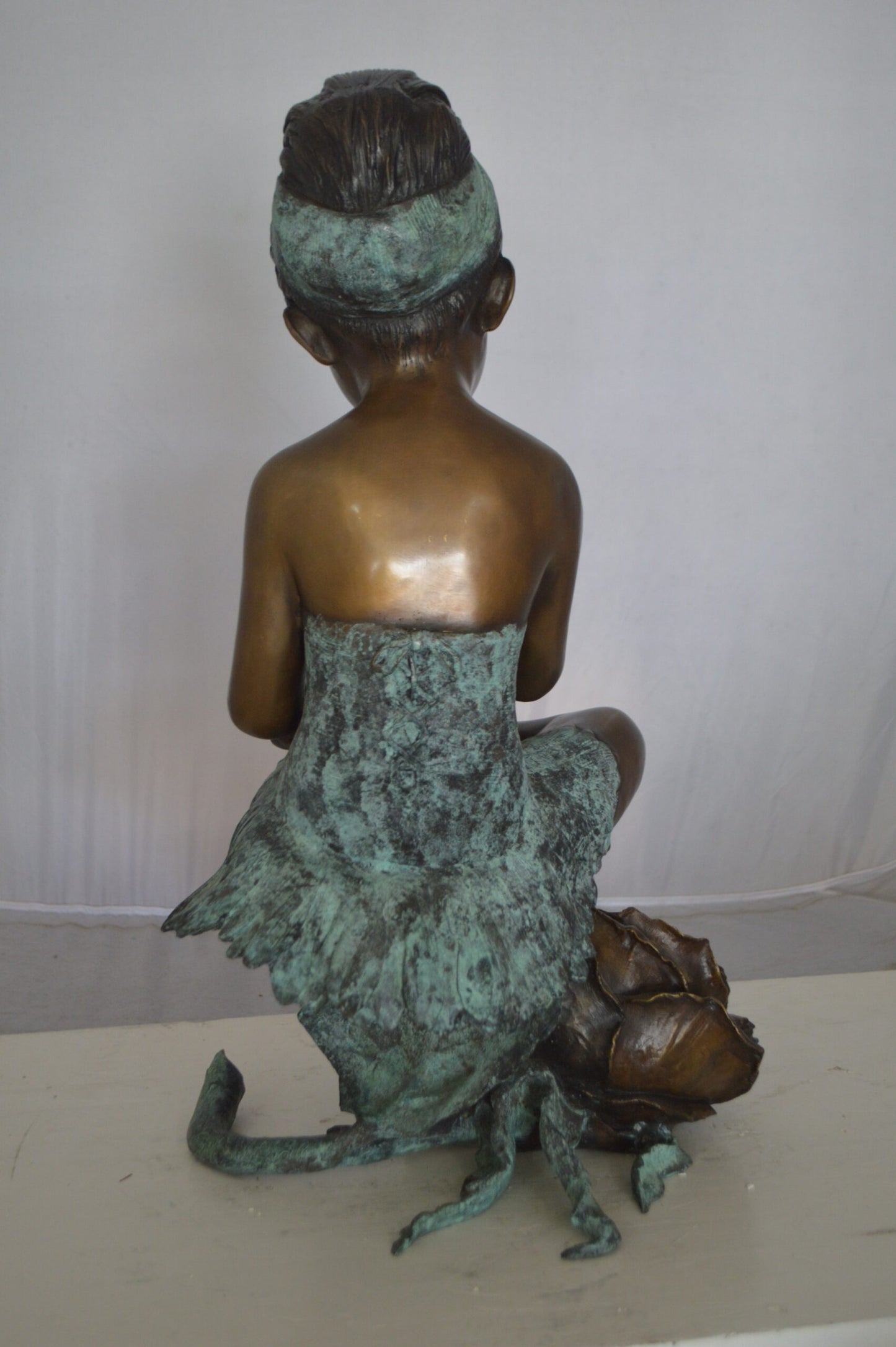 Dancer with Rose bronze statue - Size: 15"L x 17"W x 26"H.