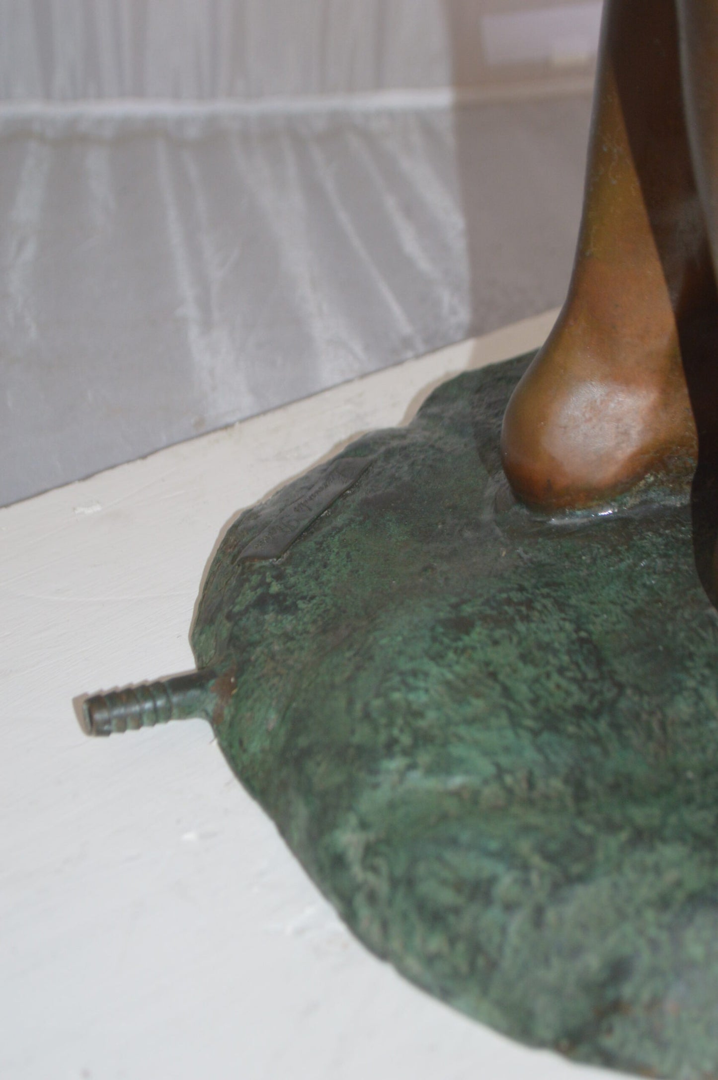 Standing girl with Bucket Fountain Bronze Statue - Size: 20"L x 15"W x 55"H.