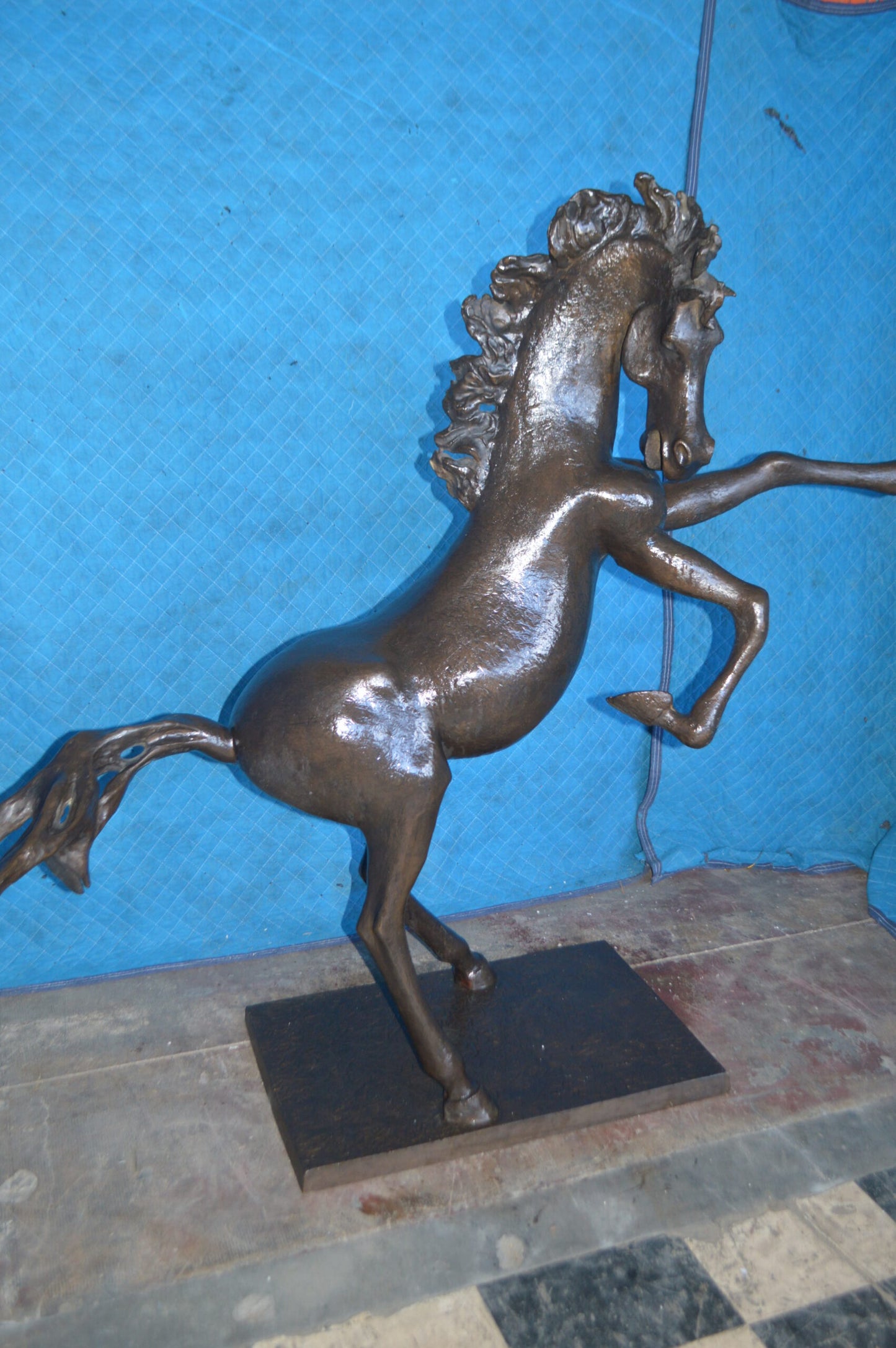 Original 6 of 8 Horse Statue by Attilio de Luca - Size: 74"L x 19"W x 45"H.