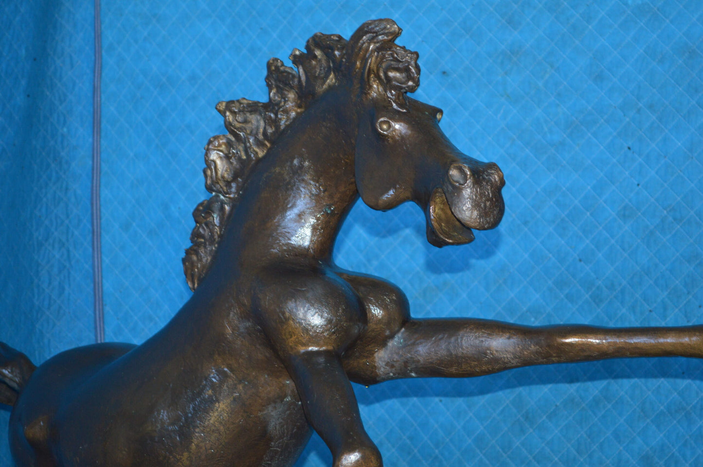 Original 2 of 9 Horse Statue by Attilio de Luca - Size: 68"L x 19"W x 58"H.