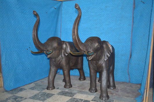 Pair of large Elephants bronze statue - fountain - Size: 55"L x 17"W x 53"H.