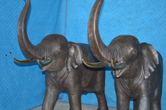Pair of large Elephants bronze statue - fountain -  Size: 55"L x 17"W x 53"H.