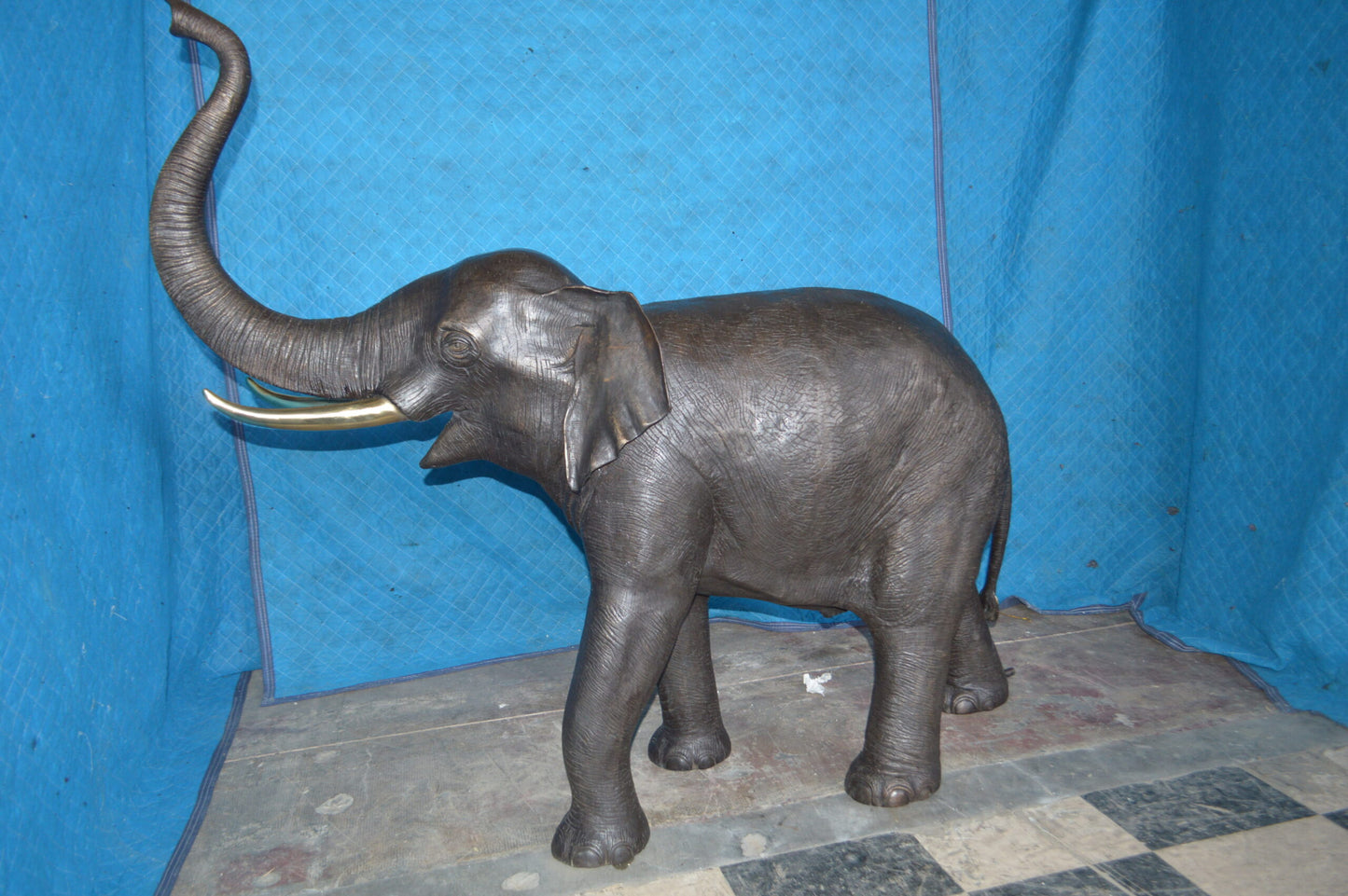 Pair of large Elephants bronze statue - fountain -  Size: 55"L x 17"W x 53"H.