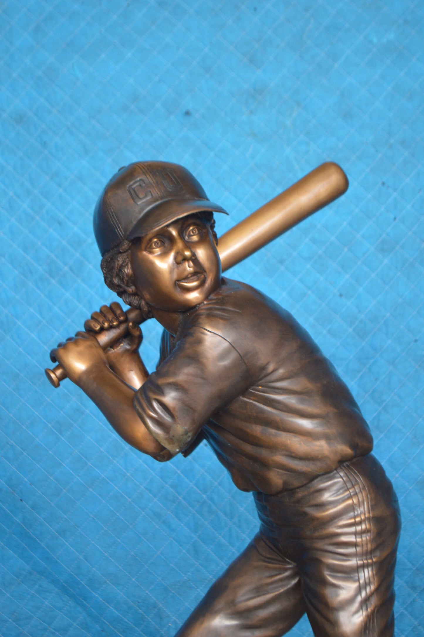 Boy With a baseball Bat playing, Bronze Statue -  Size: 23"L x 16"W x 38"H.