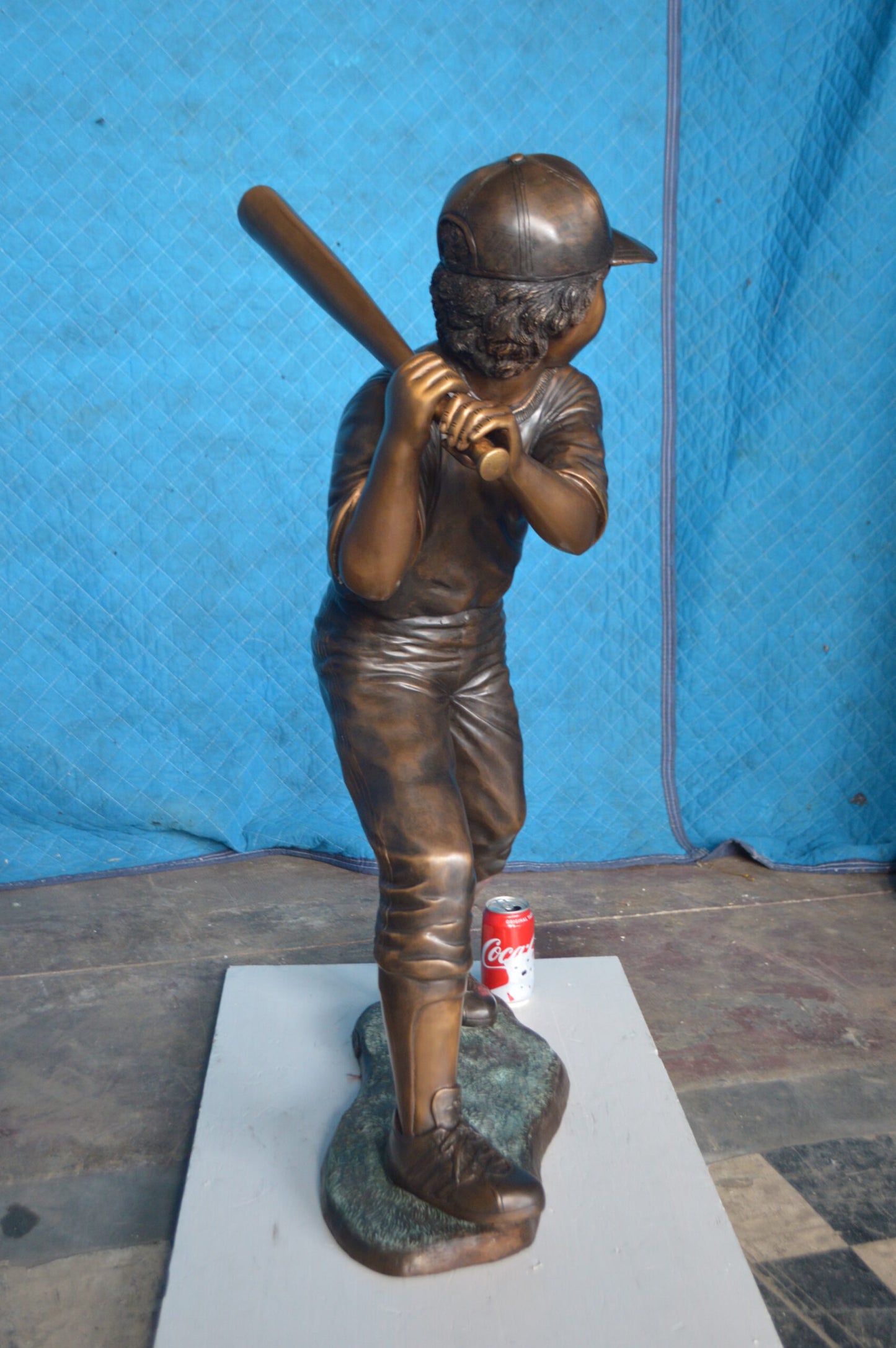 Boy With a baseball Bat playing, Bronze Statue -  Size: 23"L x 16"W x 38"H.