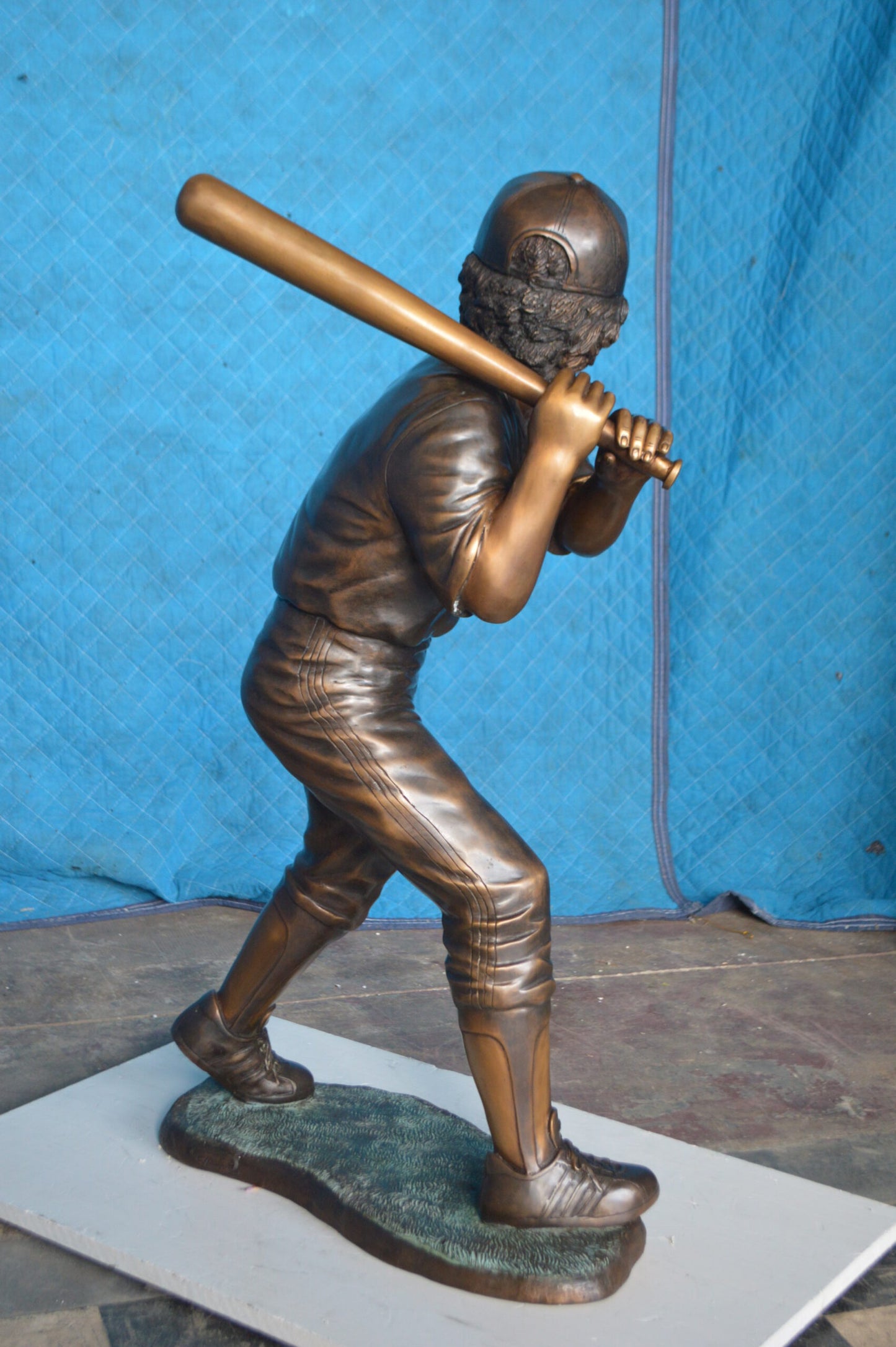 Boy With a baseball Bat playing, Bronze Statue -  Size: 23"L x 16"W x 38"H.