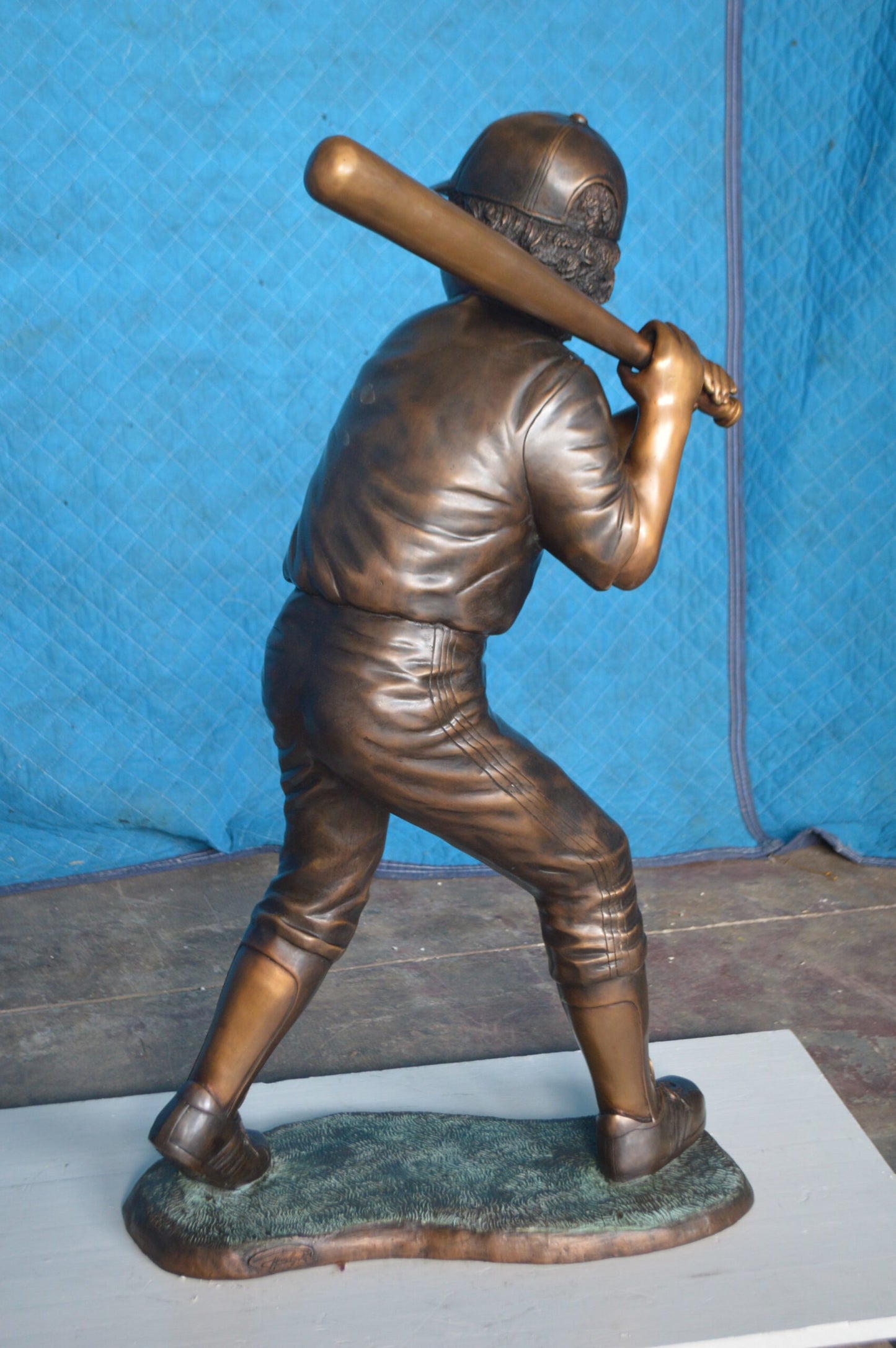 Boy With a baseball Bat playing, Bronze Statue -  Size: 23"L x 16"W x 38"H.