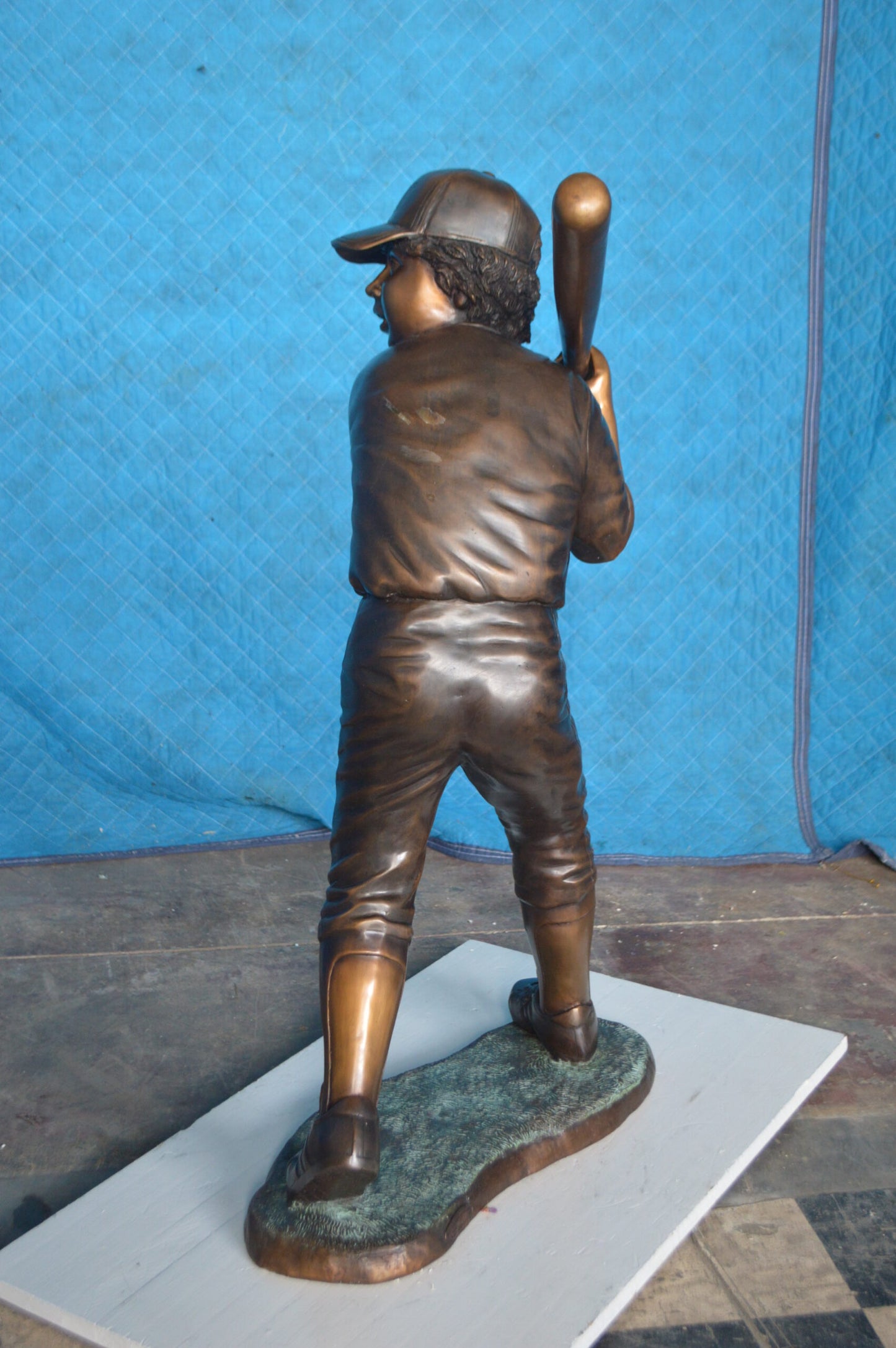 Boy With a baseball Bat playing, Bronze Statue -  Size: 23"L x 16"W x 38"H.