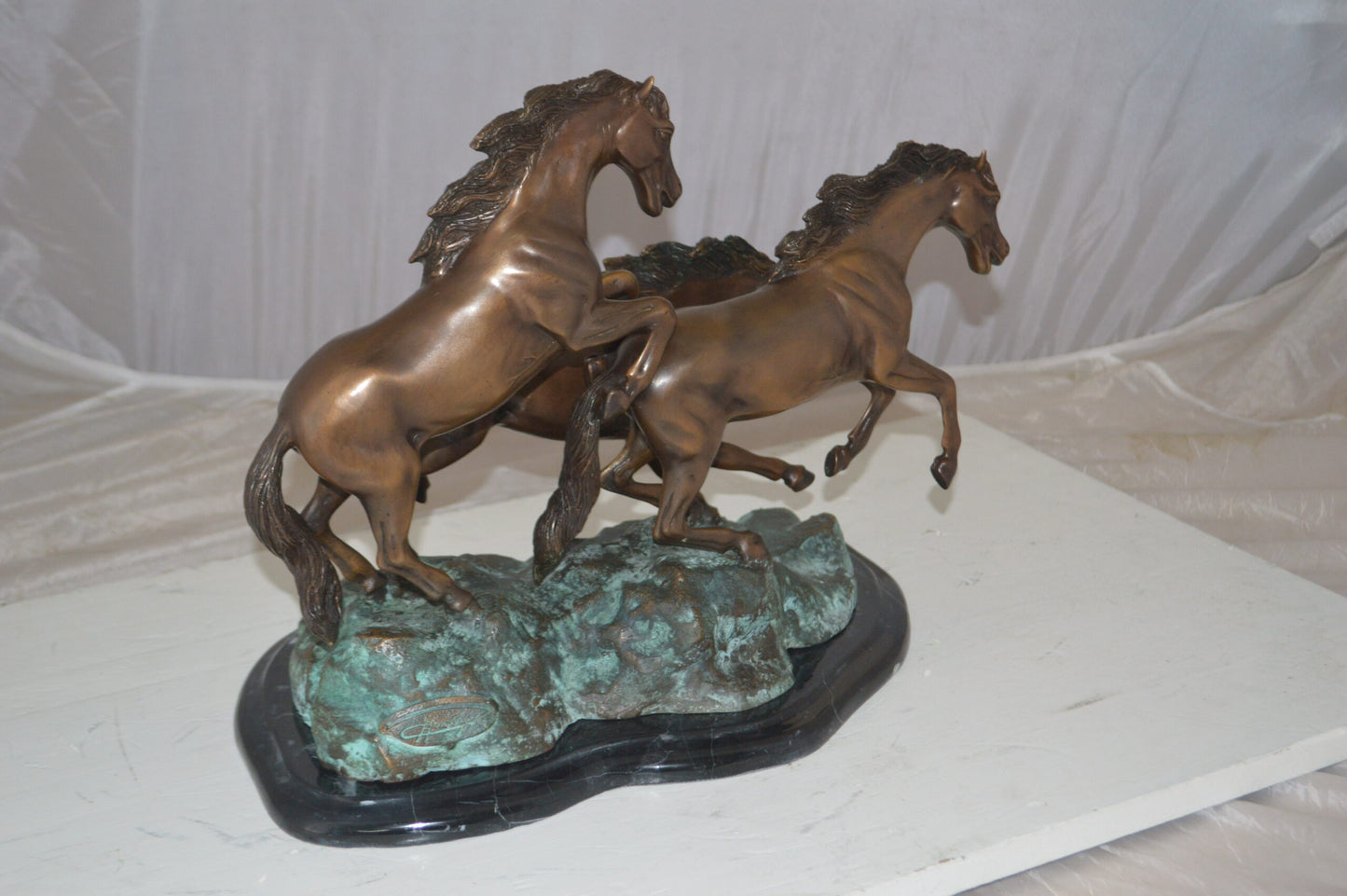 Three horses running Bronze Statue - Size: 11"L x 18"W x 13"H.