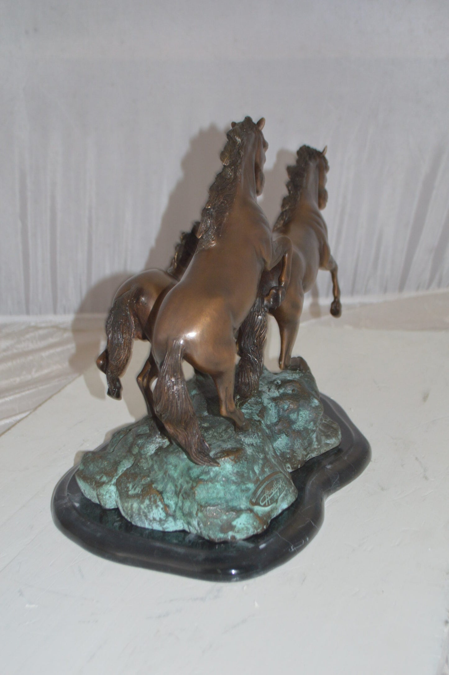 Three horses running Bronze Statue - Size: 11"L x 18"W x 13"H.