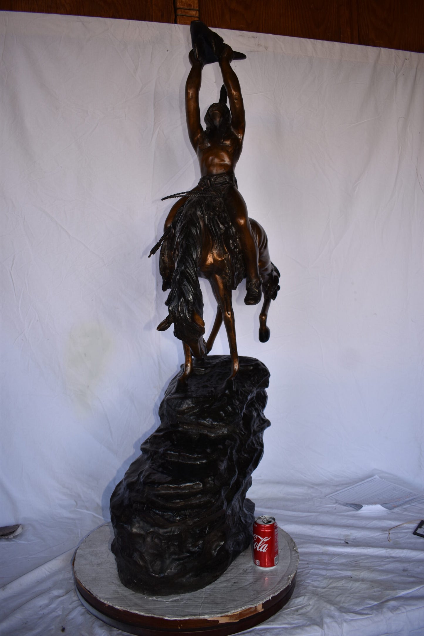 Medicine Man on His Horse Bronze Statue 33"x 15" x 59"H