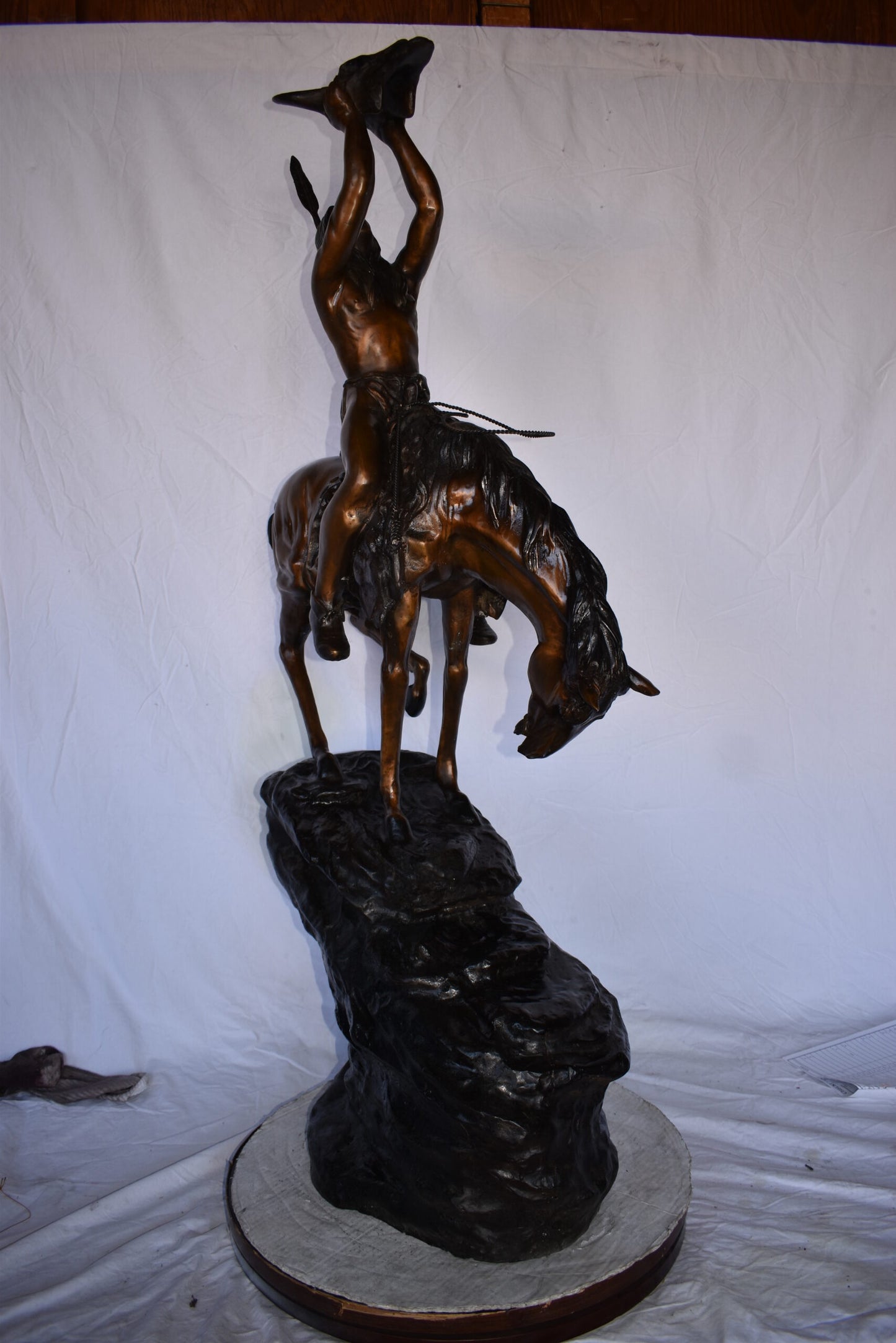 Medicine Man on His Horse Bronze Statue 33"x 15" x 59"H