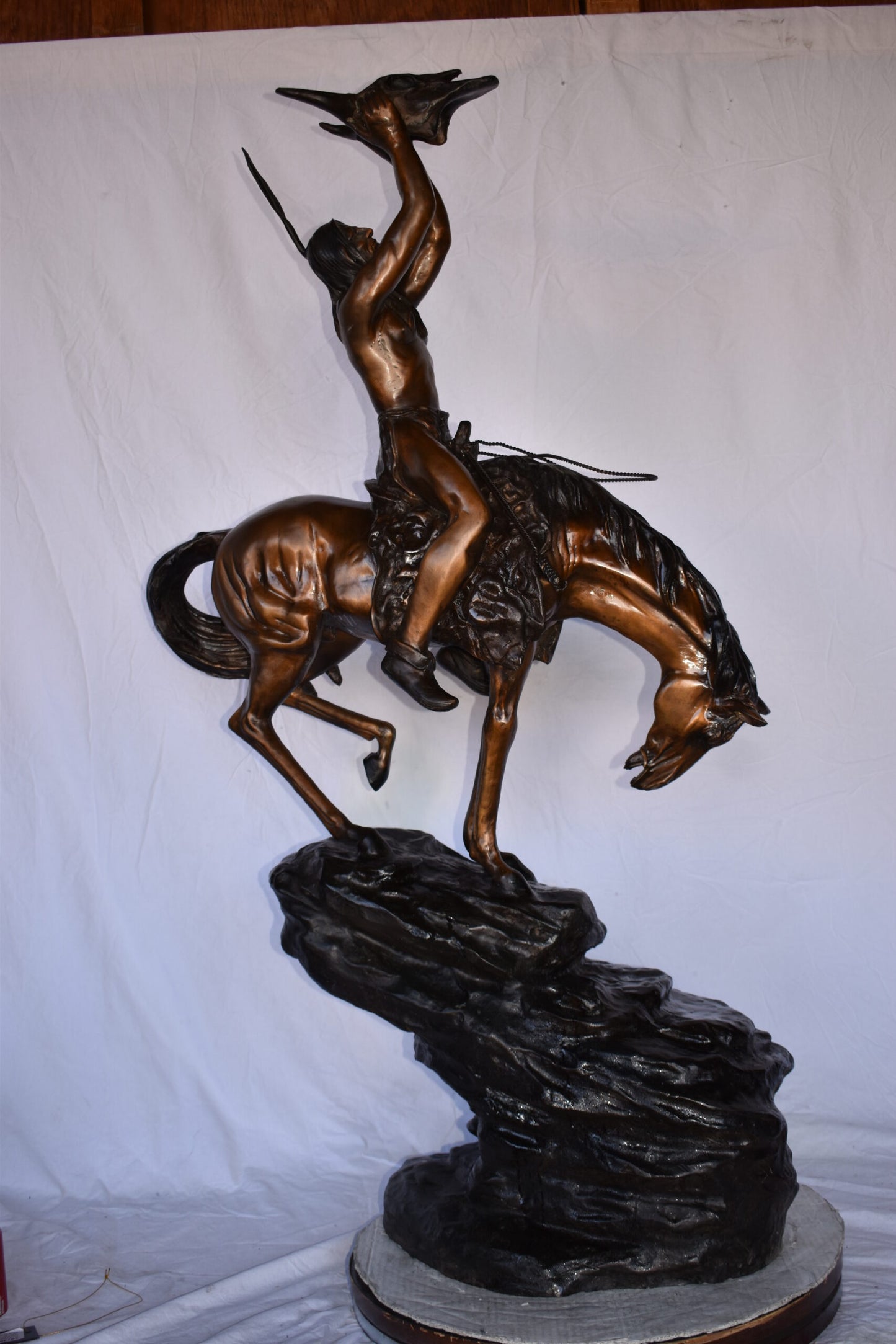 Medicine Man on His Horse Bronze Statue 33"x 15" x 59"H
