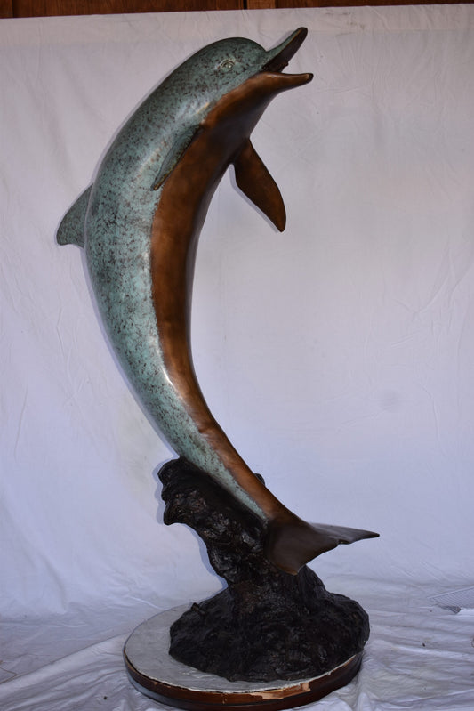 Dolphin Jumping of The Water Bronze State Fountain Size: 23" x 33" x 60"H