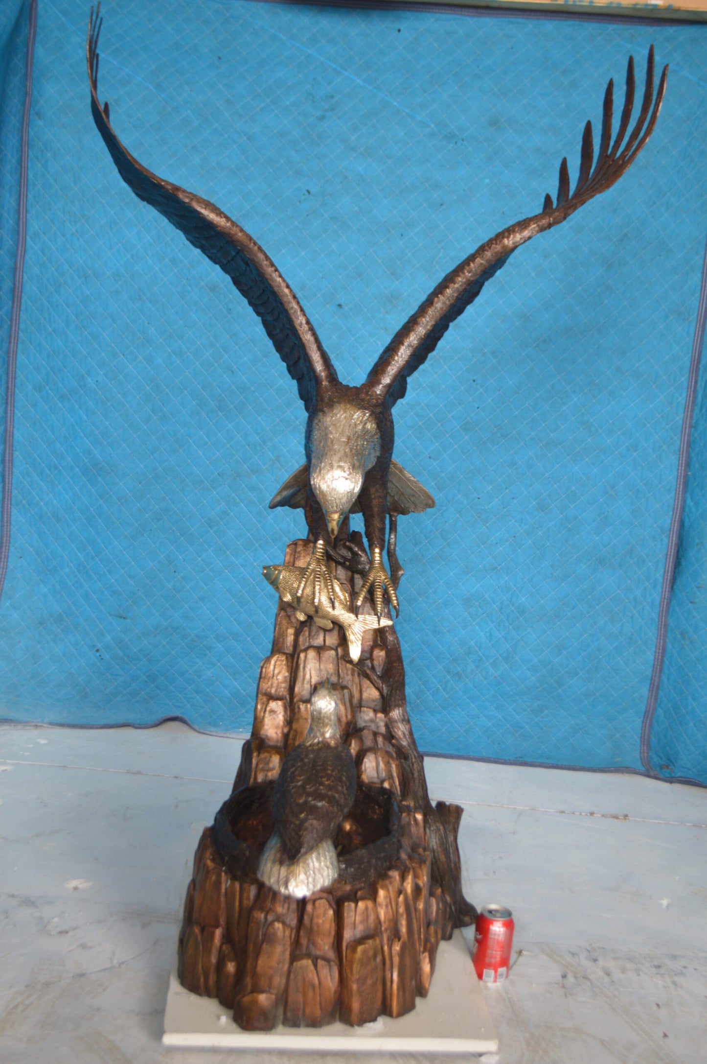 Eagle with nest Bronze Statue - Size: 36"L x 40"W x 63"H.