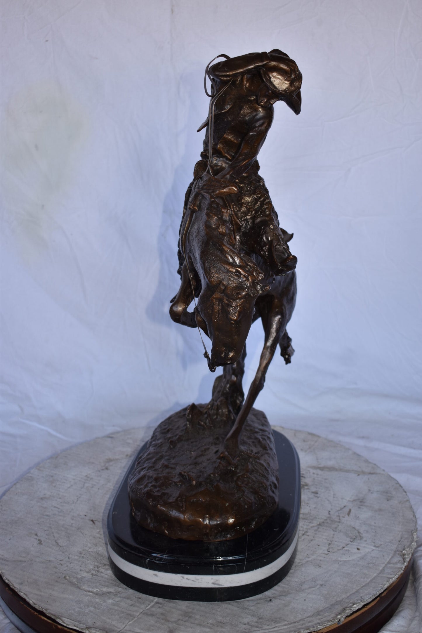 Rattlesnake Remington Replica Bronze Statue on A Marble Size: 16" x 10" x 25"H