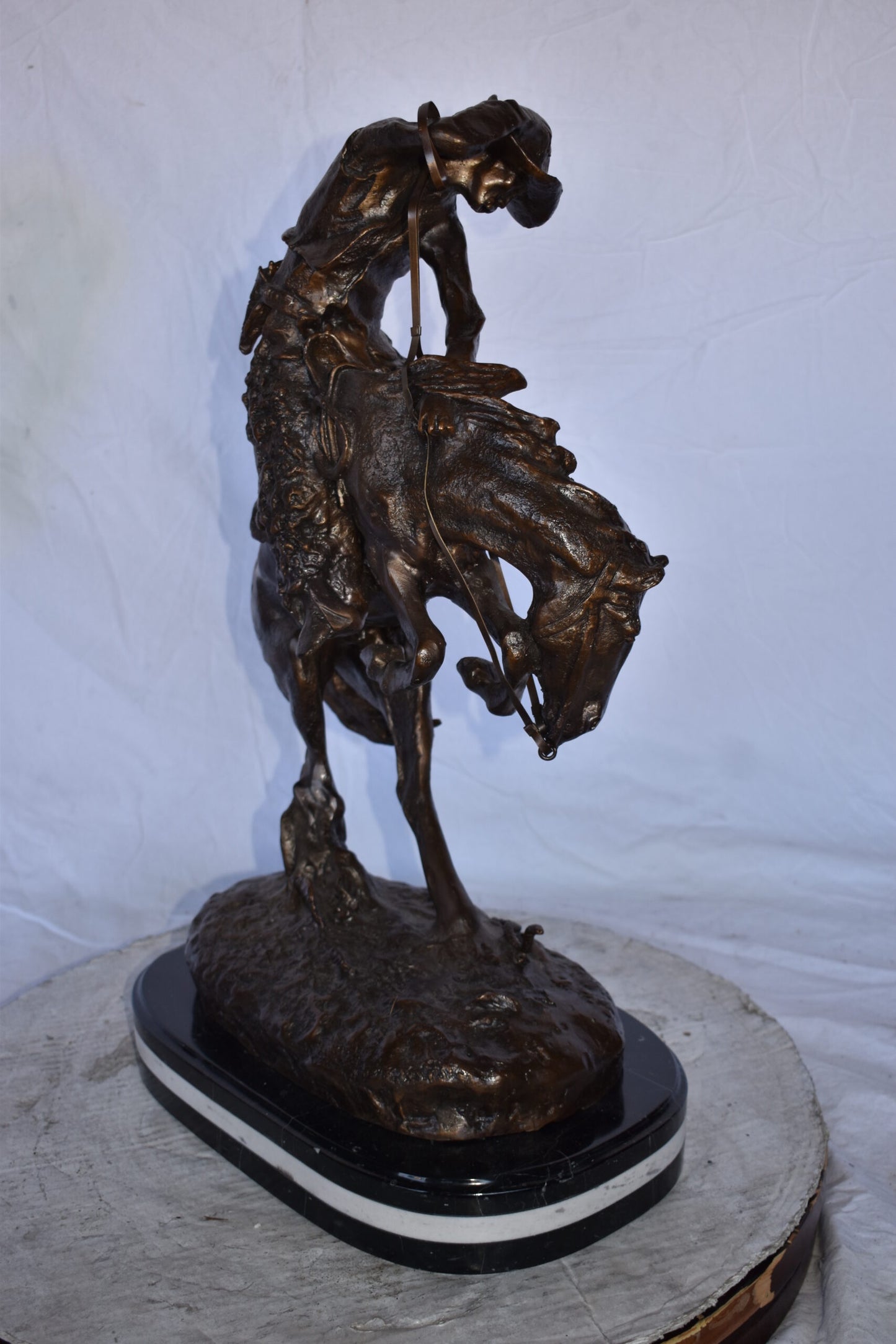 Rattlesnake Remington Replica Bronze Statue on A Marble Size: 16" x 10" x 25"H