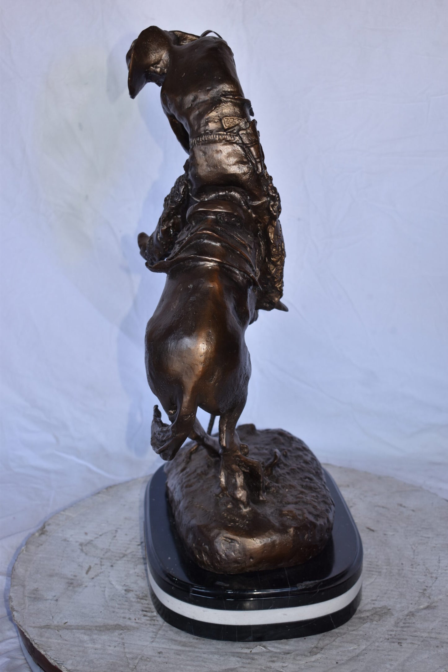 Rattlesnake Remington Replica Bronze Statue on A Marble Size: 16" x 10" x 25"H