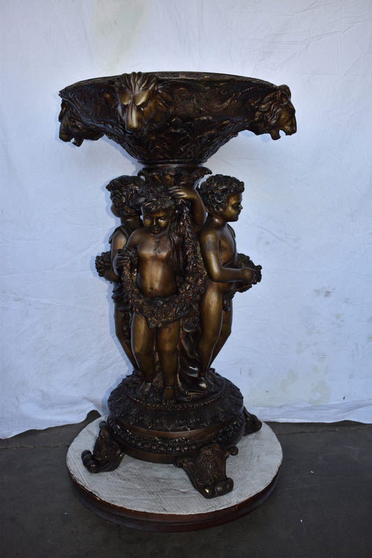 Four Cupids with Lion Heads Bronze Statue Fountain Size: 25" x 25" x 39"H