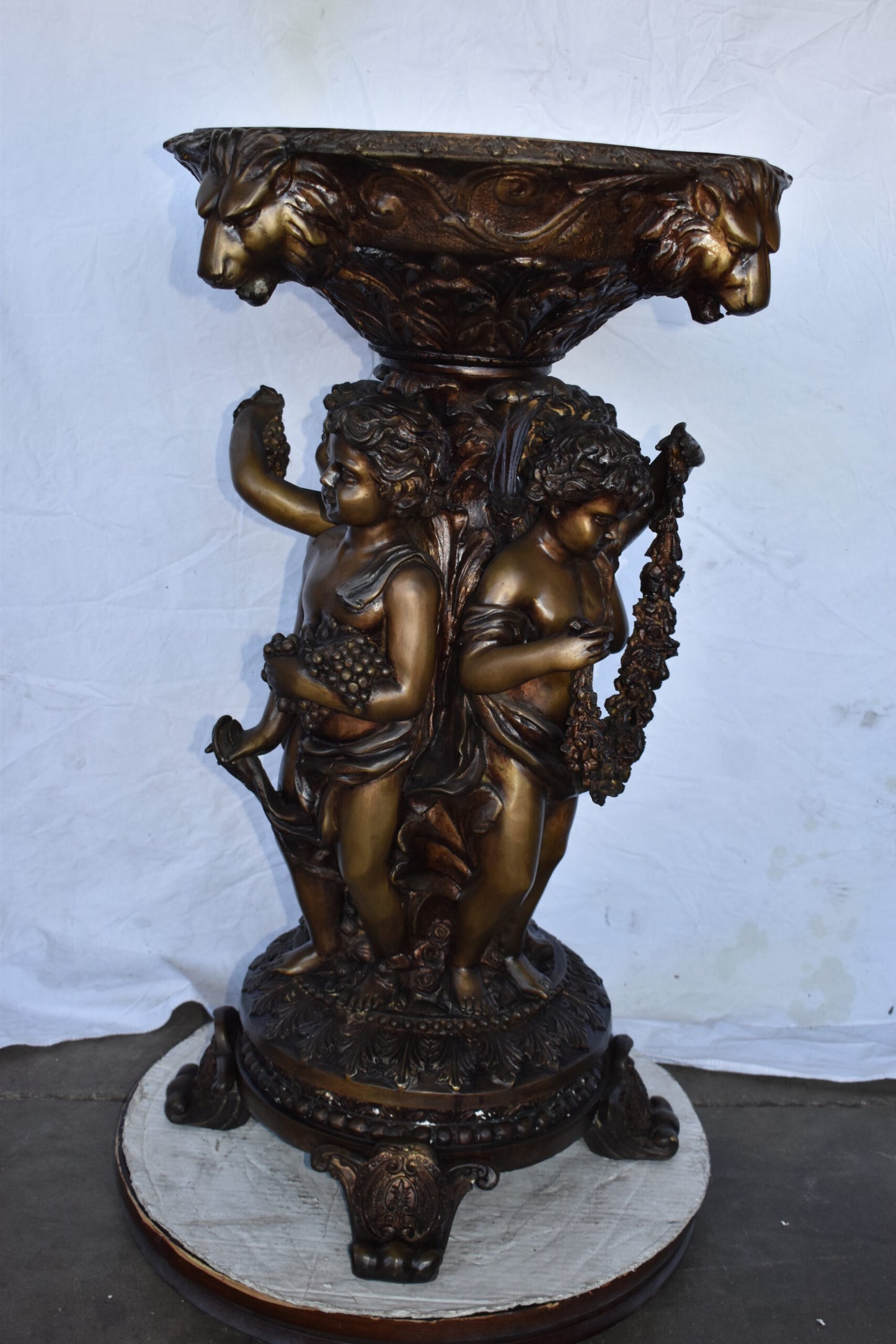 Four Cupids with Lion Heads Bronze Statue Fountain Size: 25" x 25" x 39"H