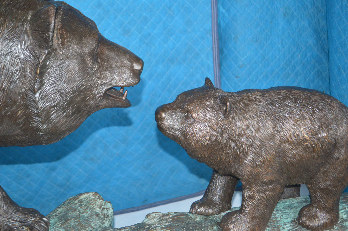 Family Bear on log giant bronze statue - Size: 61"L x 34"W x 45"H.