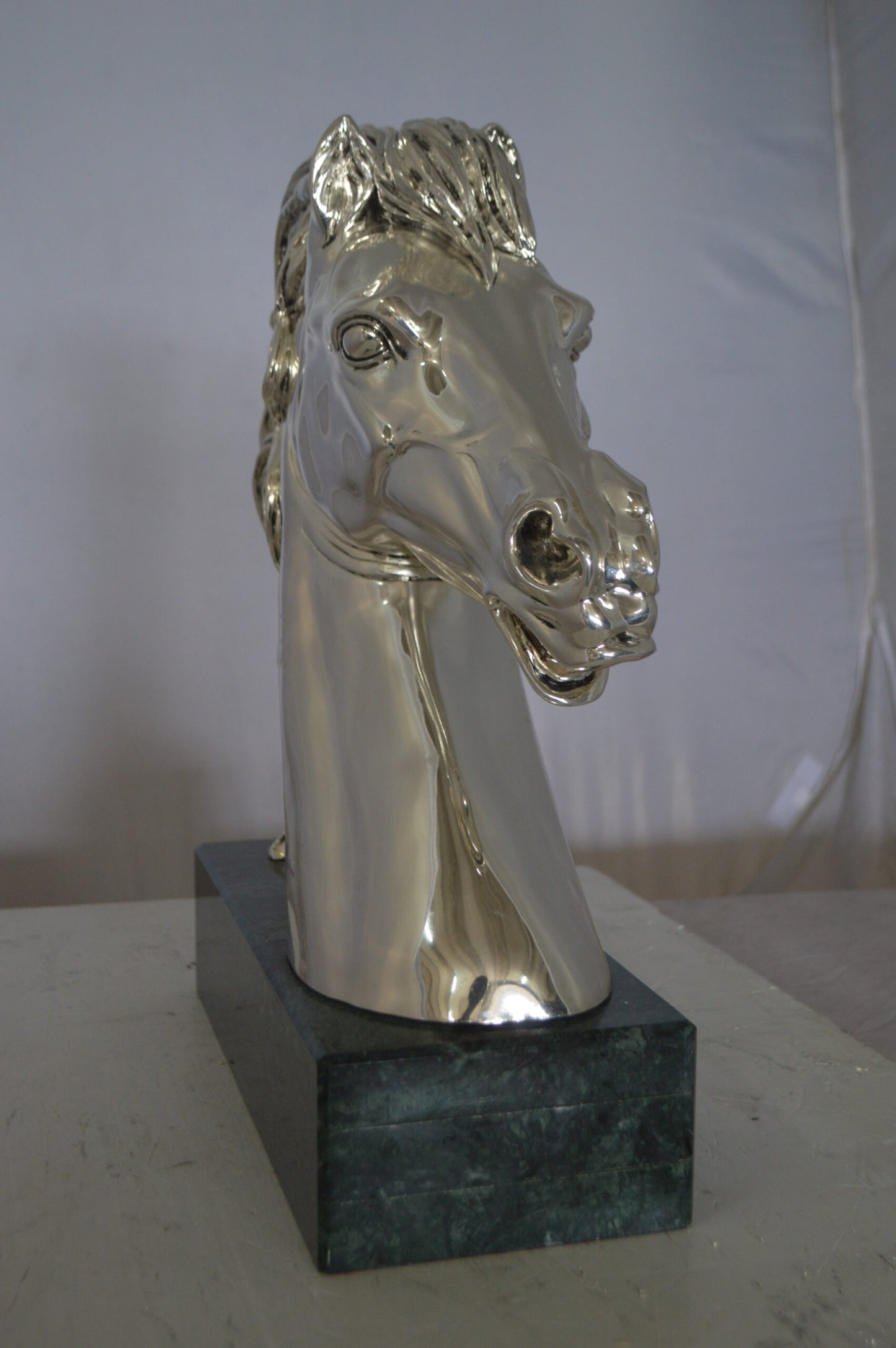 Horse Bust Silver Finished Statue - Size: 16"L x 7"W x 20"H.