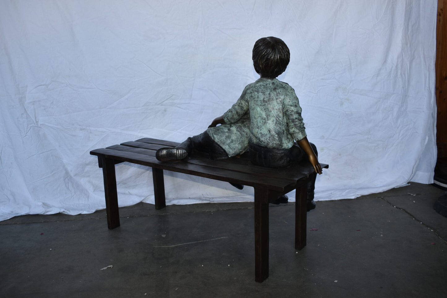 Brother and Sister on A Bench Enjoying Outdoors Bronze Statue  18" x 39" x 33"H