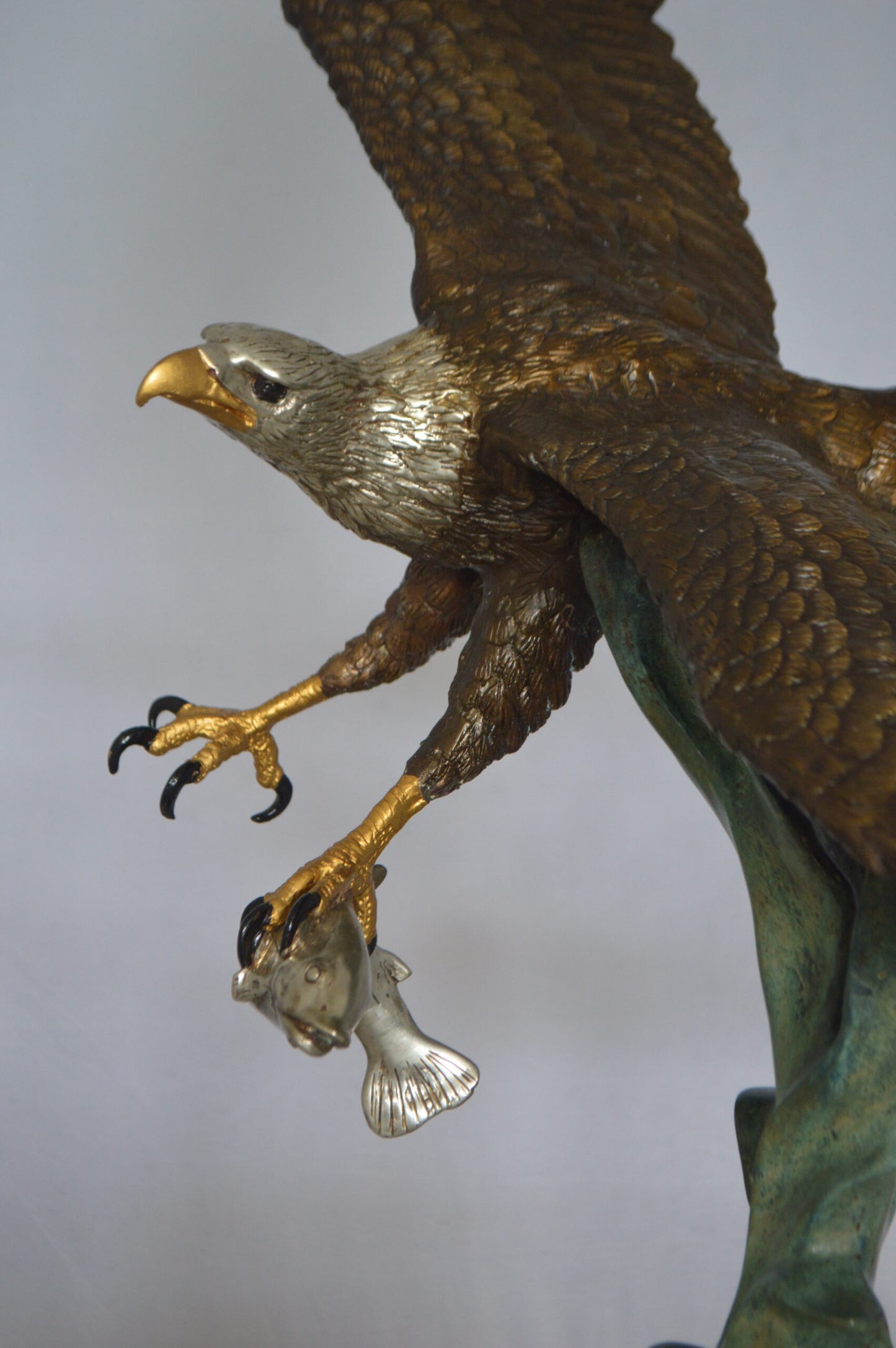 Eagle Flying With His Pray Bronze Statue -  Size: 32"L x 15"W x 33"H.