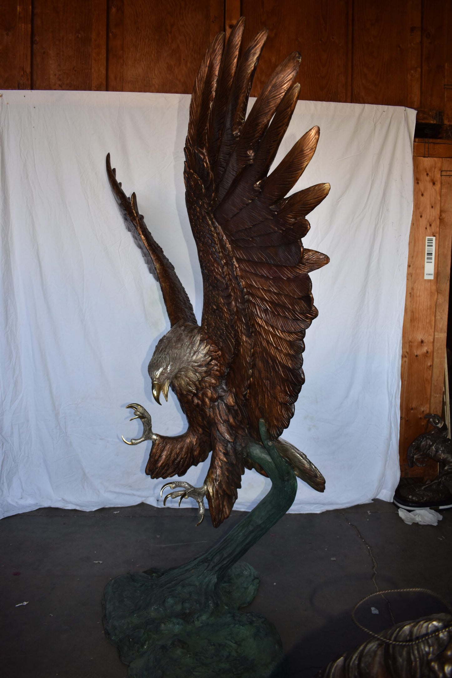 Giant Eagle Catching His Prey in Action Bronze Statue Size: 84" x 40" x 84"H
