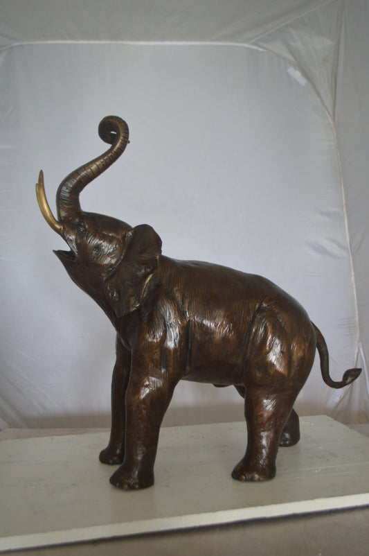 Elephant Medium Size Bronze Statue -  Size: 26"L x 12"W x 28"H.