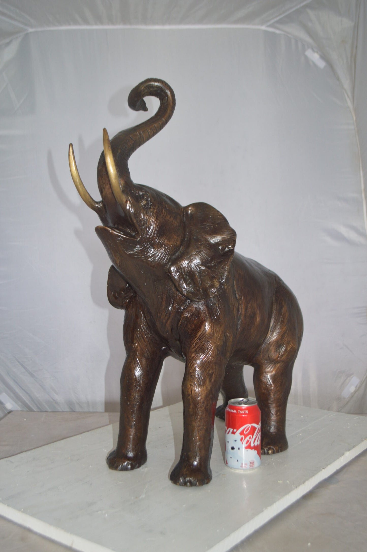 Elephant Medium Size Bronze Statue -  Size: 26"L x 12"W x 28"H.