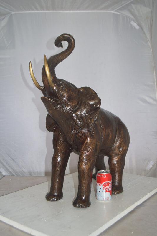Elephant Medium Size Bronze Statue -  Size: 26"L x 12"W x 28"H.