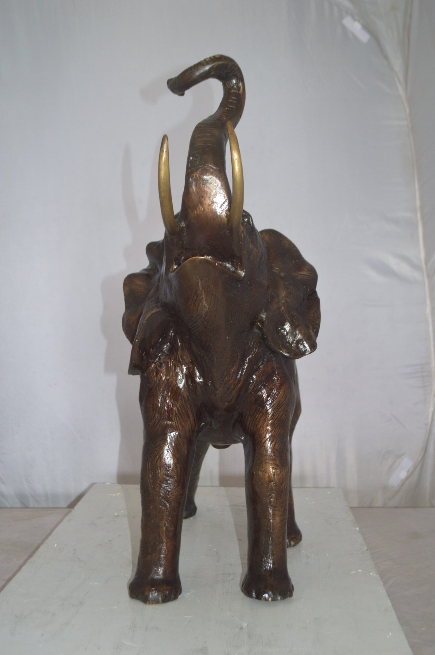 Elephant Medium Size Bronze Statue -  Size: 26"L x 12"W x 28"H.
