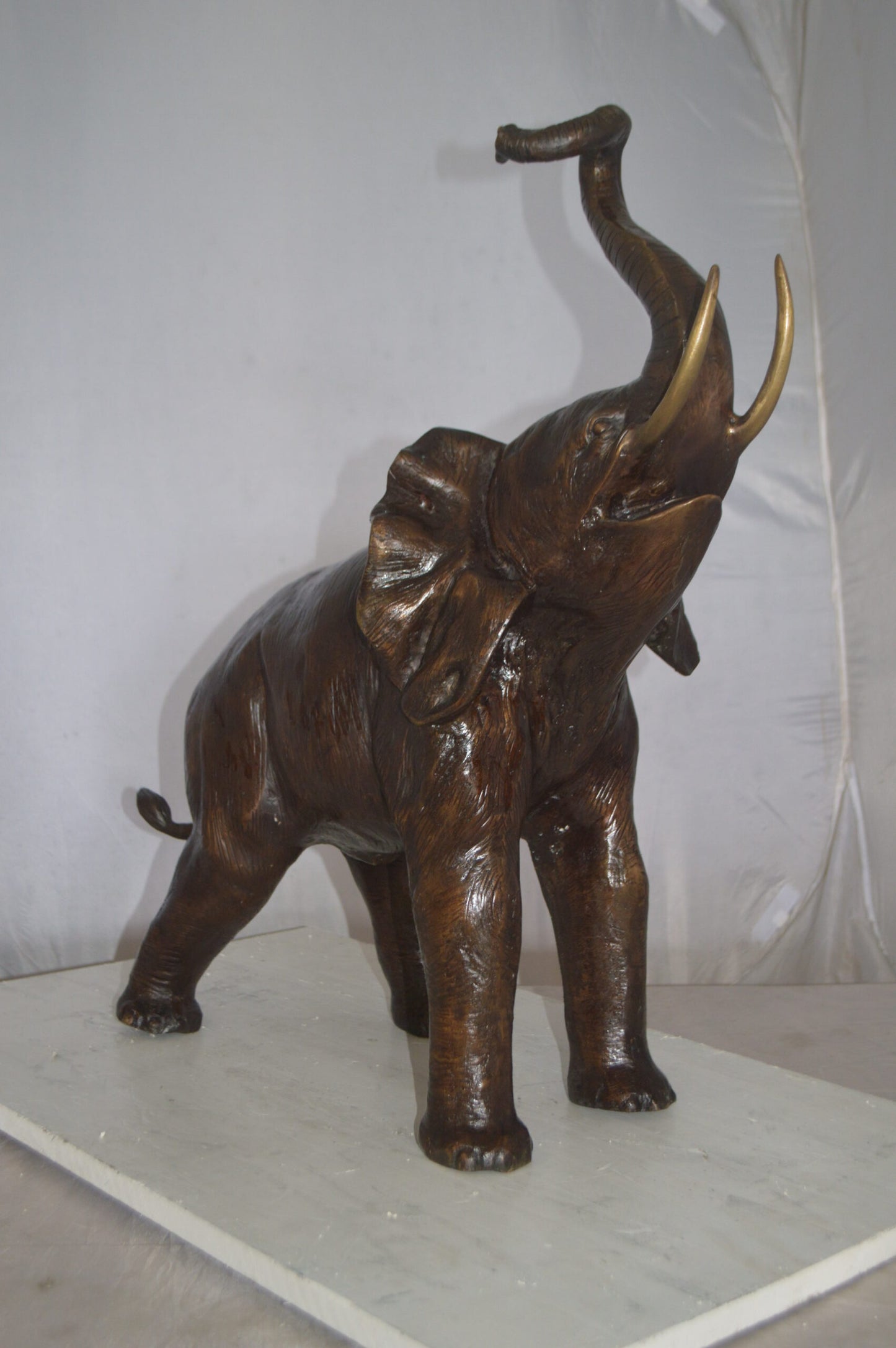 Elephant Medium Size Bronze Statue -  Size: 26"L x 12"W x 28"H.