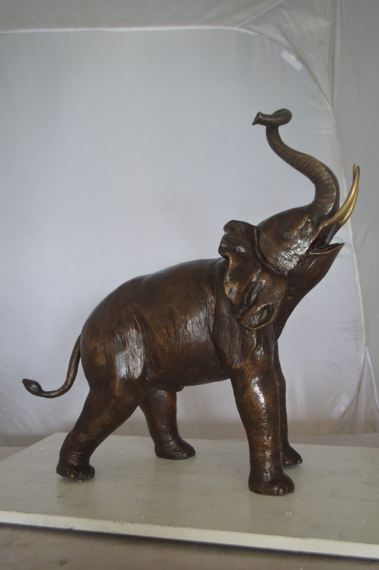 Elephant Medium Size Bronze Statue -  Size: 26"L x 12"W x 28"H.