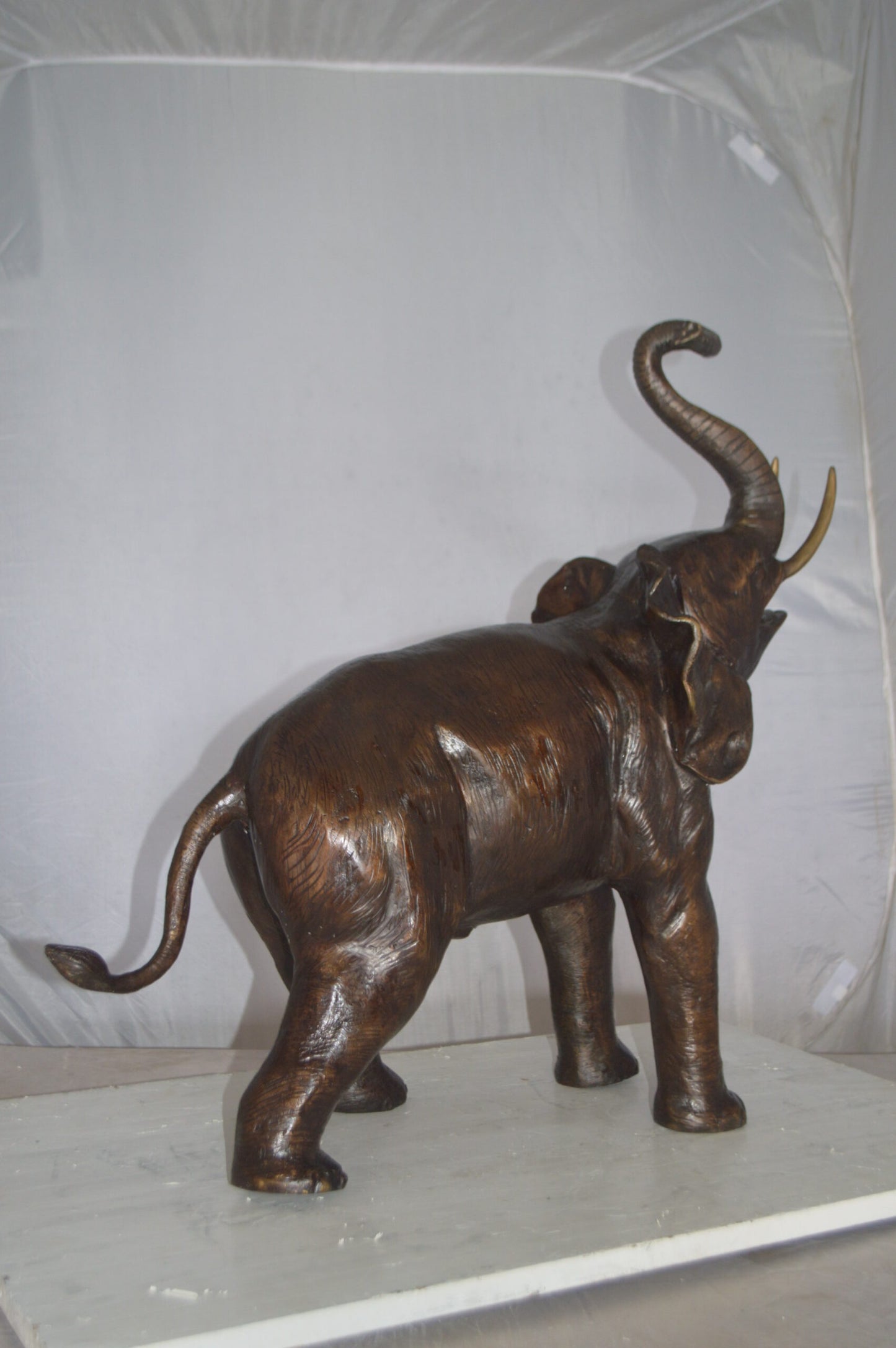 Elephant Medium Size Bronze Statue -  Size: 26"L x 12"W x 28"H.
