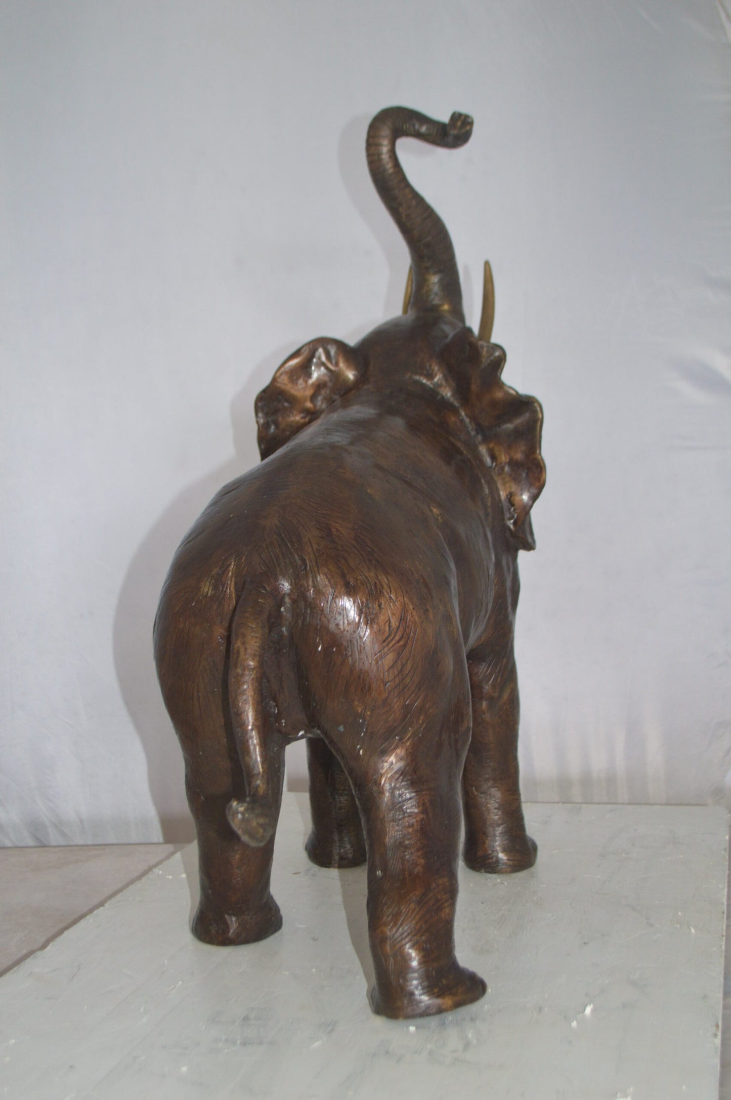 Elephant Medium Size Bronze Statue -  Size: 26"L x 12"W x 28"H.