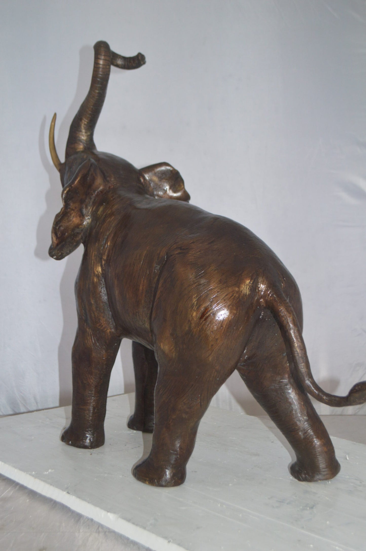 Elephant Medium Size Bronze Statue - Size: 26"L x 12"W x 28"H.