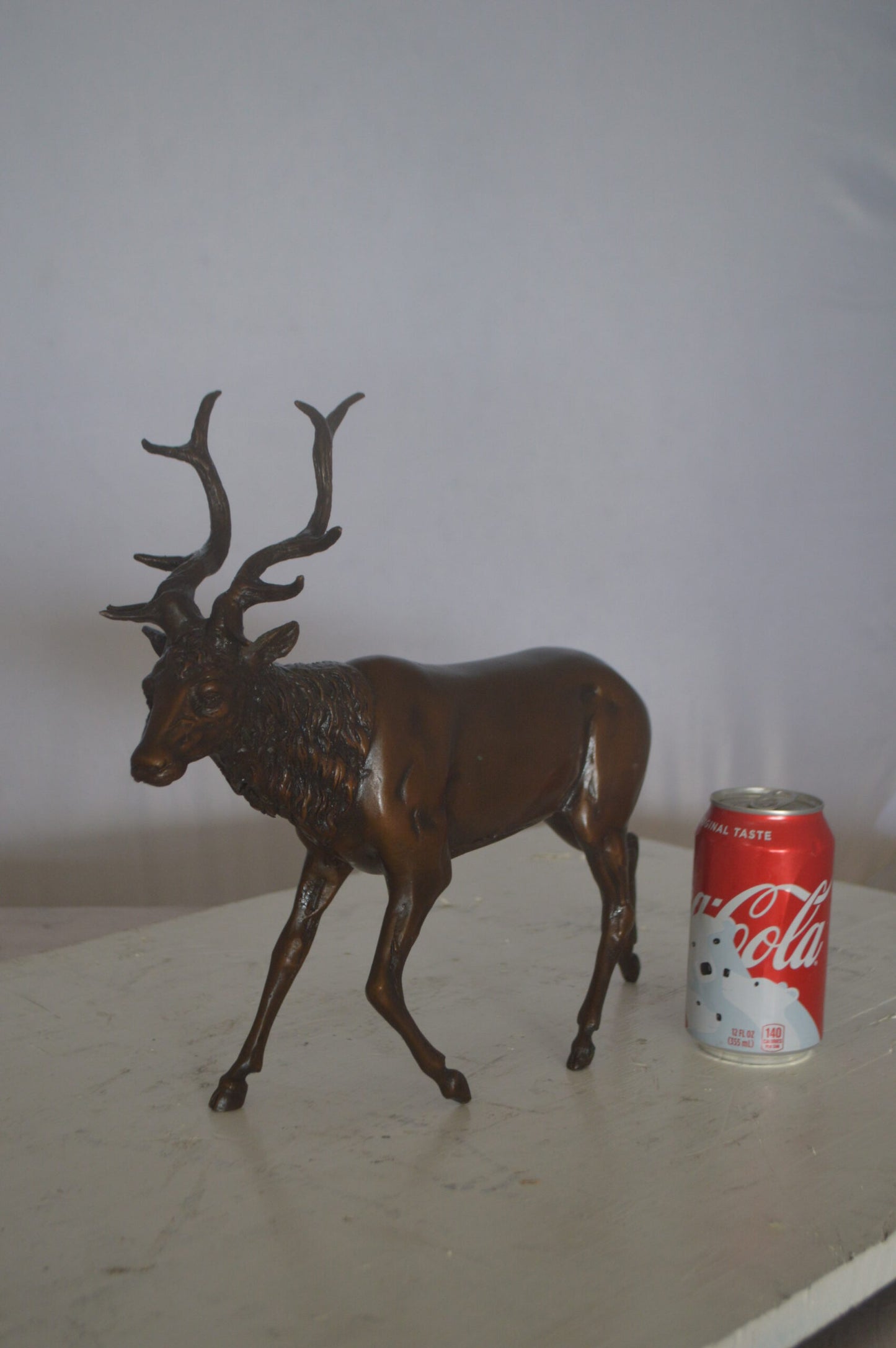 Running Deer Bronze Statue - Size: 15"L x 4"W x 13"H.