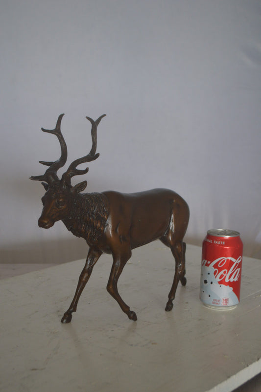 Running Deer Bronze Statue -  Size: 15"L x 4"W x 13"H.