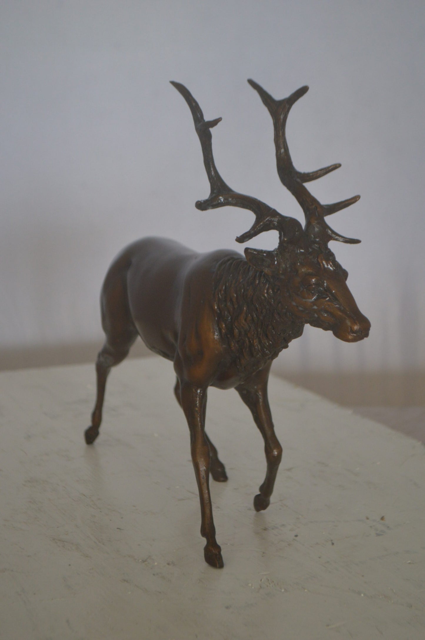 Running Deer Bronze Statue - Size: 15"L x 4"W x 13"H.