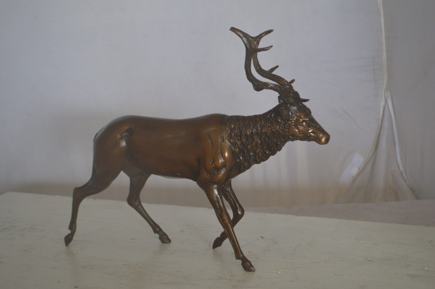 Running Deer Bronze Statue - Size: 15"L x 4"W x 13"H.