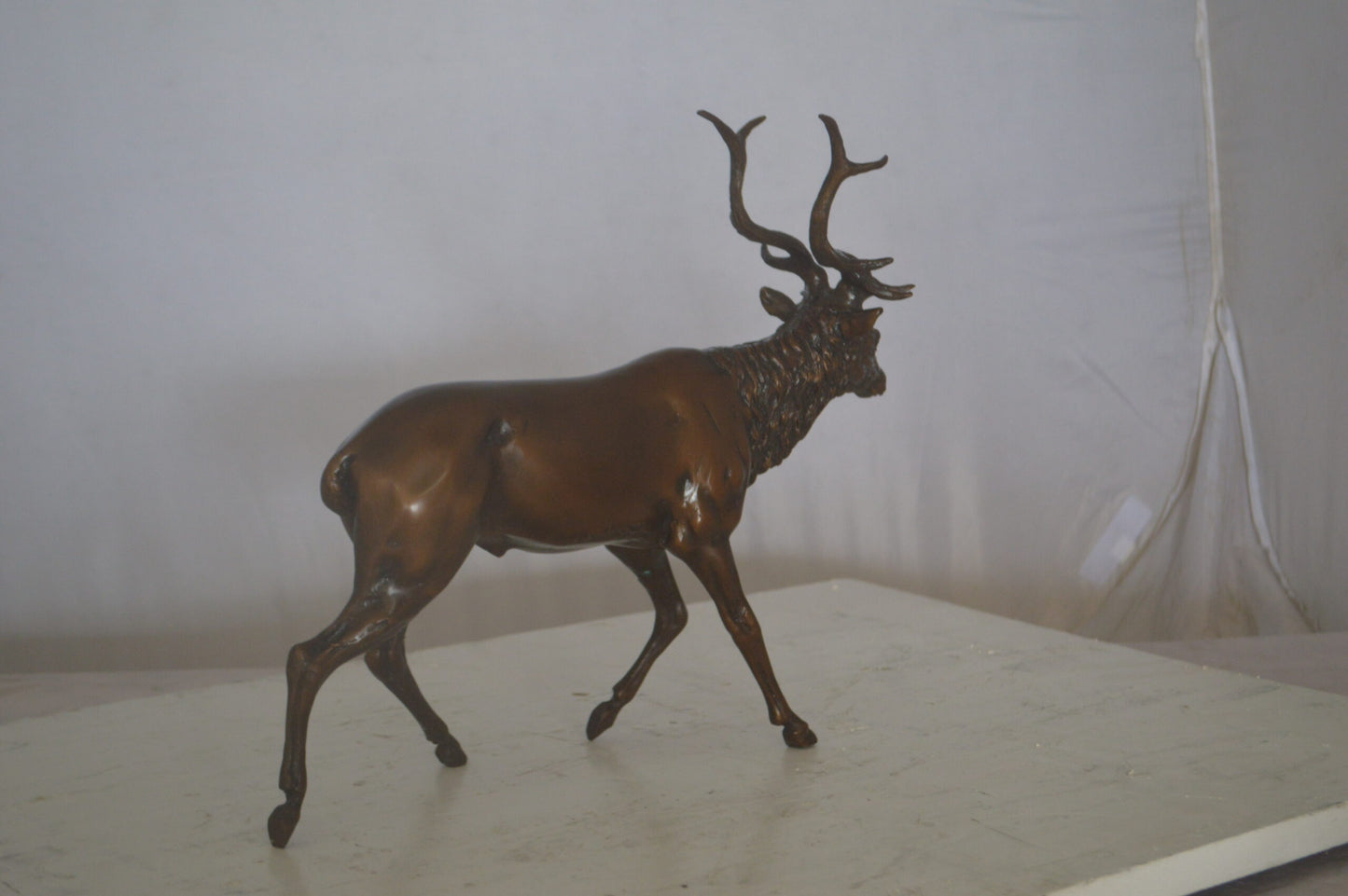 Running Deer Bronze Statue - Size: 15"L x 4"W x 13"H.