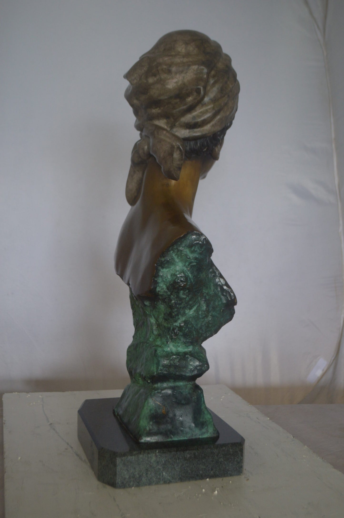 Lady Bust Bronze Statue - Size: 15"L x 9"W x 29"H.