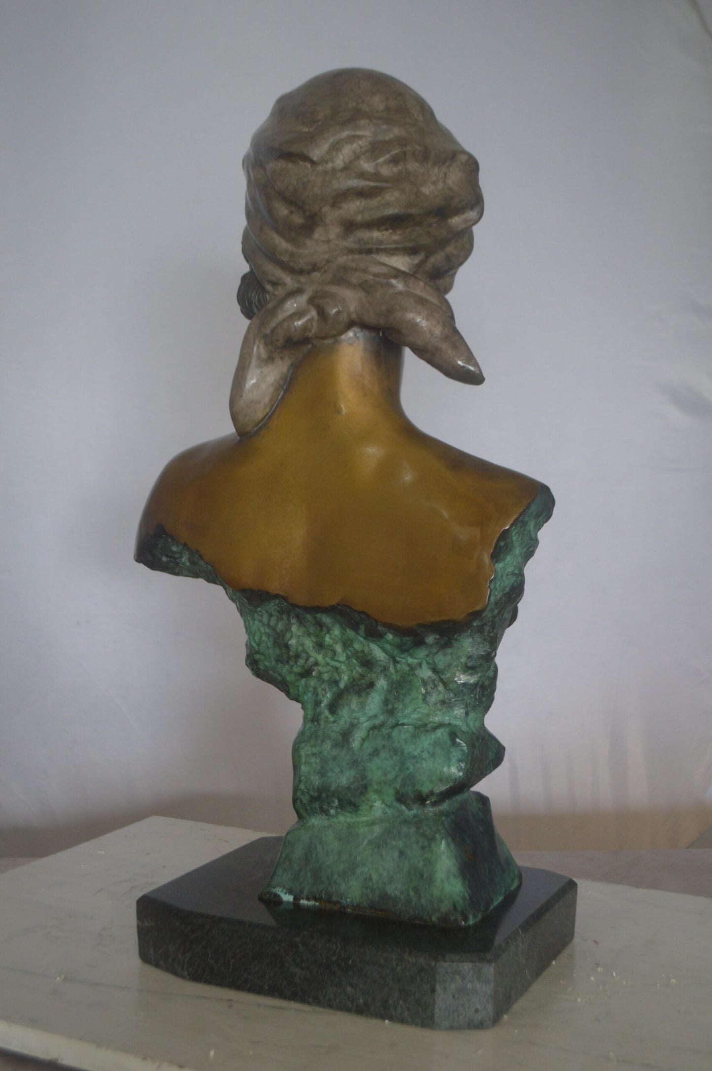 Lady Bust Bronze Statue - Size: 15"L x 9"W x 29"H.