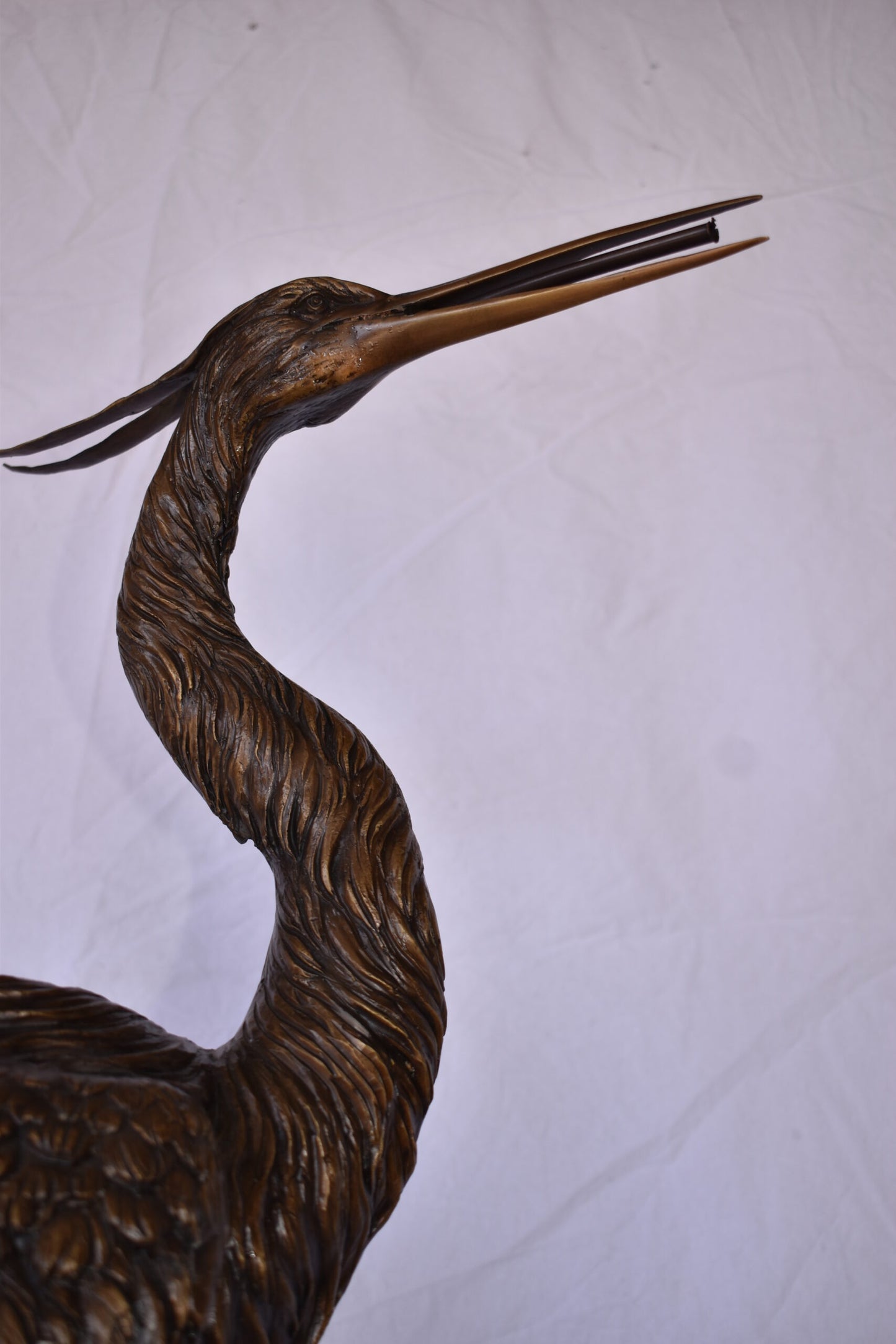 Great Blue Heron Looking Ahead Bronze Statue Fountain Size: 14" x 20" x 47"H