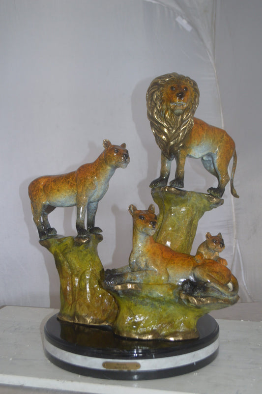 Family of Lions Bronze Statue - Lion King -  Size: 21"L x 22"W x 28"H.