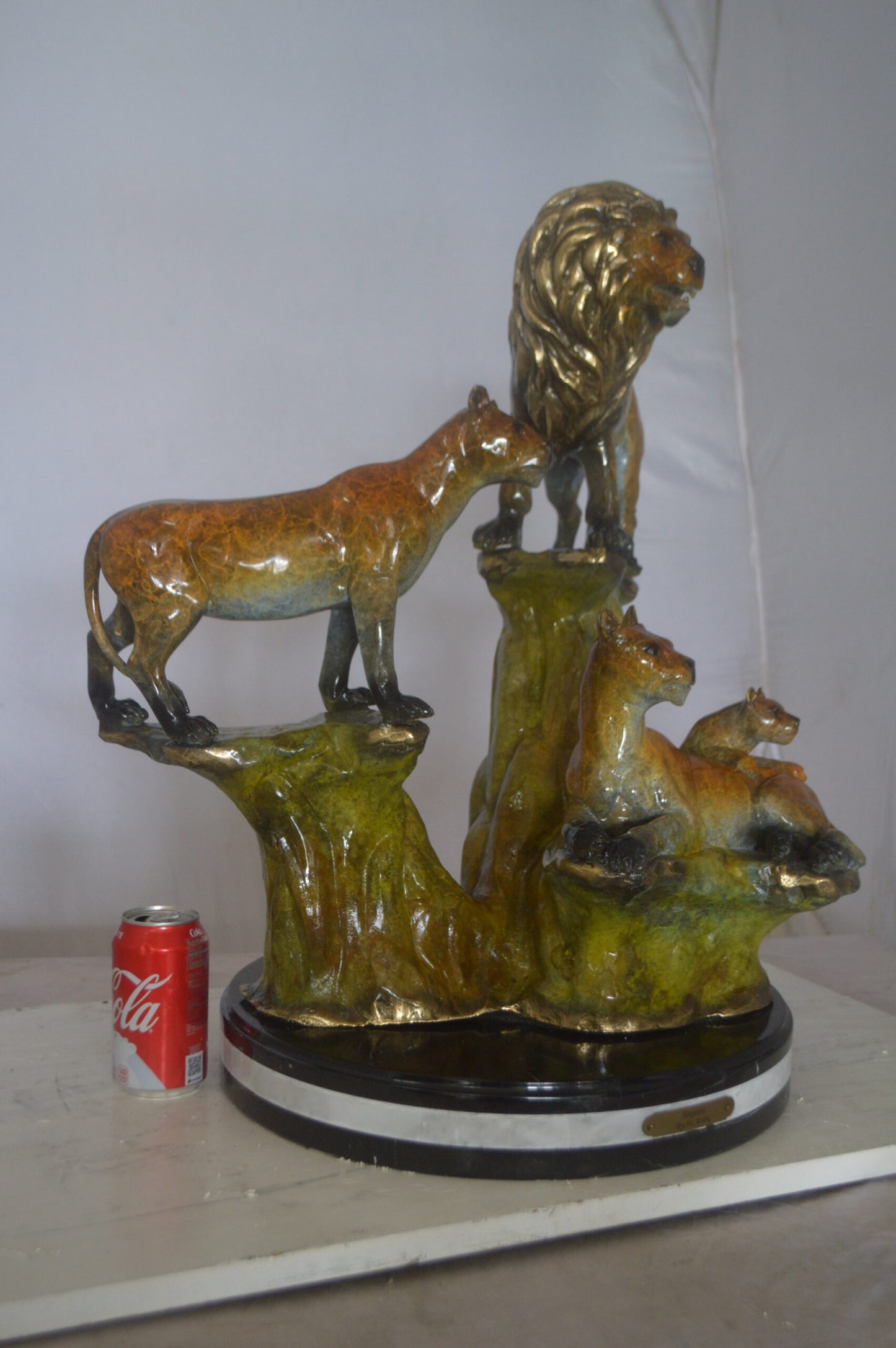 Family of Lions Bronze Statue - Lion King - Size: 21"L x 22"W x 28"H.