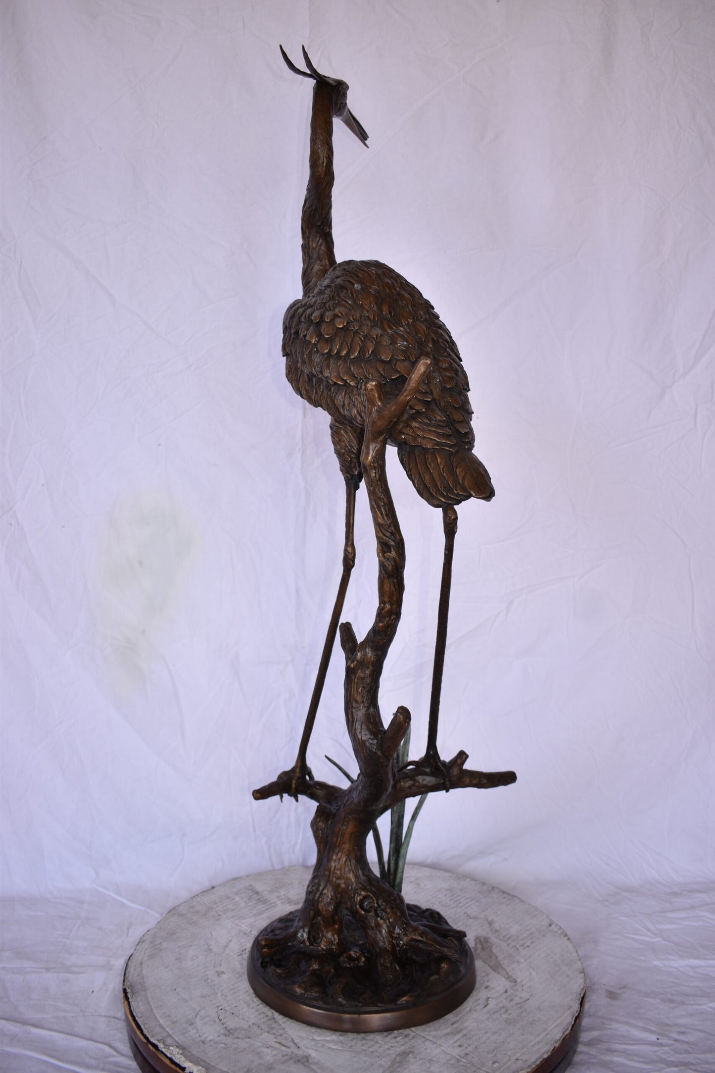 Great Blue Heron Looking Ahead Bronze Statue Fountain Size: 14" x 20" x 47"H