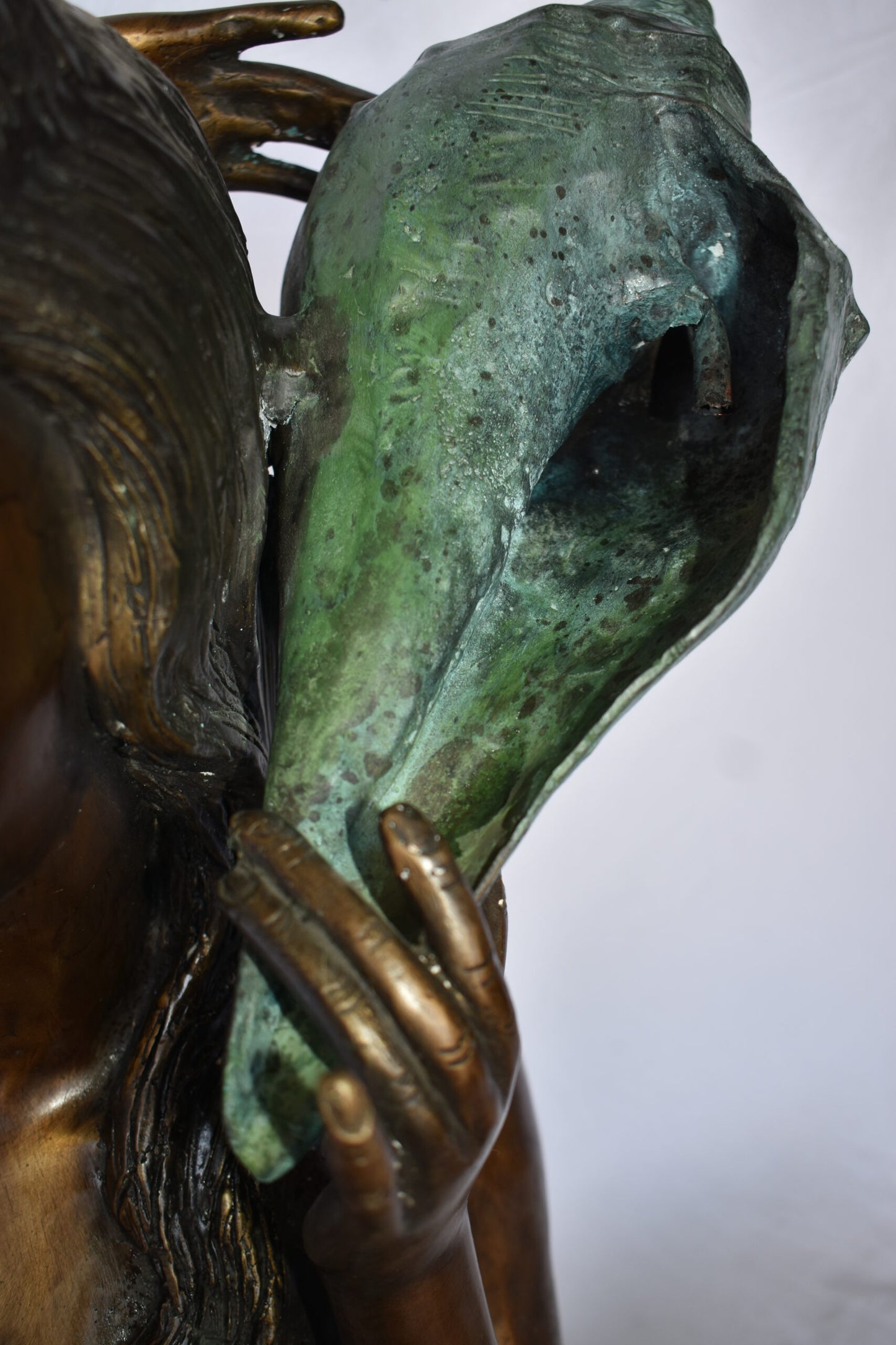 Mermaid Sitting Holding A Shell Bronze Fountain Art Nude 28" x 25" x 28"H